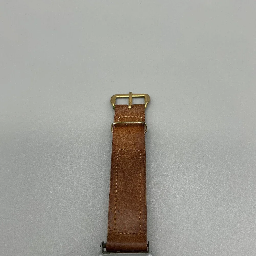 Vintage Time Master Mens Watch 27mm Cream Dial Tonneau Brown Leather Manual USA